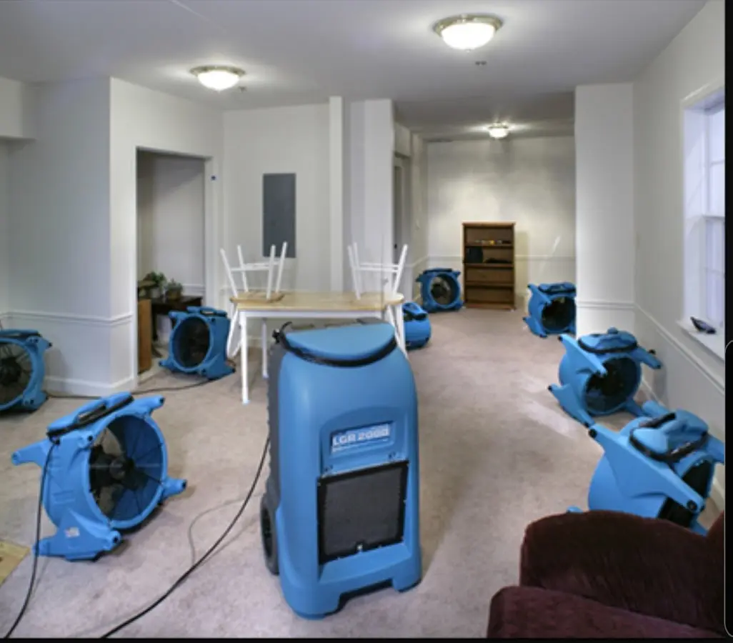 Air movers and dehumidifier setup for Water Damage Restoration in Scenic Oaks